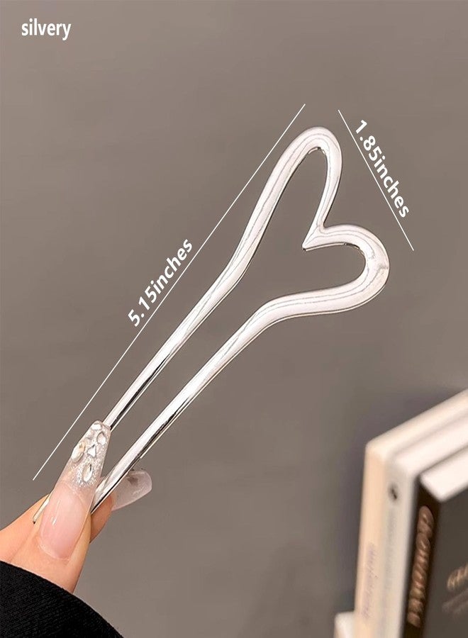 Snmzlc French hair pins for women 2pcs,Suitable for Braids, Buns and Updos with No Hair Damage,Metal U-shaped Pin Great Hold,Suitable for fine & thick hair US292. (5.15 inches Heart U-shaped) - Image 2